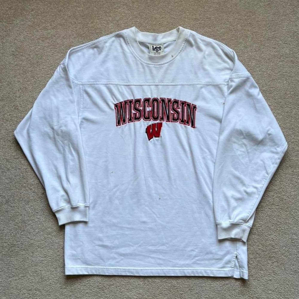 Vtg Embroidered Wisconsin Badgers Crewneck Sweatshirt Lee‎ Sport 90s XL